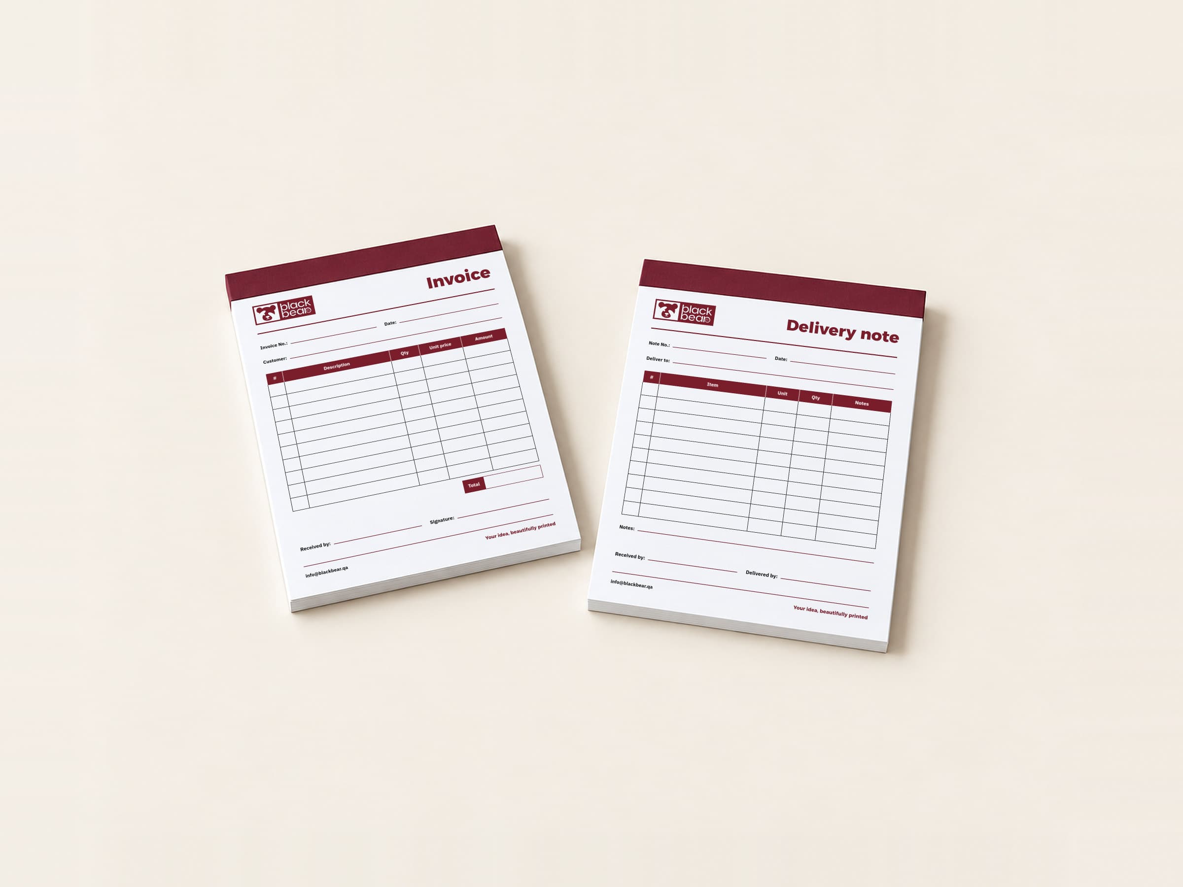 Invoice and delivery note books