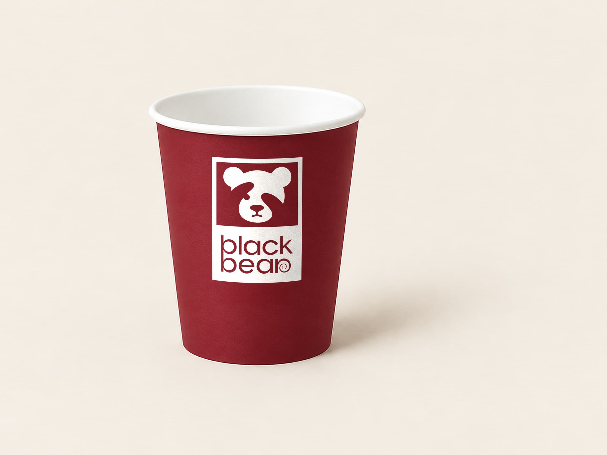 Coloured paper cups with a one-colour logo
